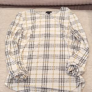 Plaid Women's Top in White and Gold